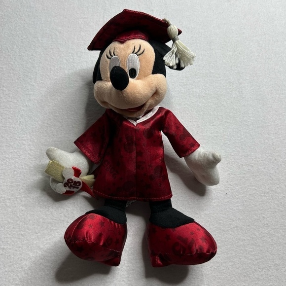 Disney Parks Minnie 2015 Graduation Plush‎ Doll Red Gown with a Diploma - Picture 8 of 8